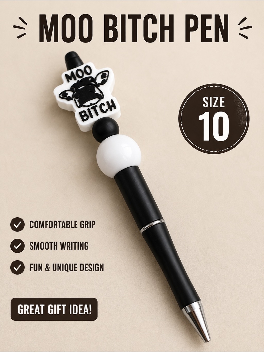 Funny Hand Crafted Black & White Cow pen
